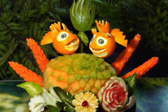 Fruit-Fantasy Twin Goldfish Carving